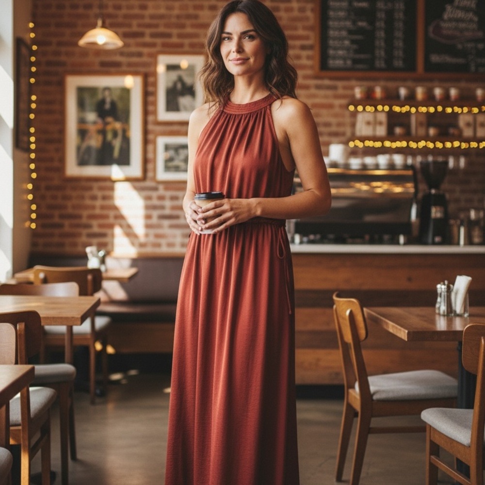 Rust Satin Rachel Zoe Rust Sleeveless Maxi Dress | Size 6